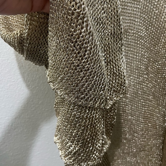 DAVI & DANI GOLD MESH CHAIN STYLE OPEN FRONT CARDIGAN JACKET SZ MED/LARGE - Picture 9 of 14